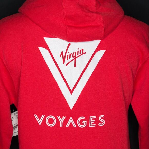 NWT Virgin Voyages Cruise Red Hoodie Full Zip Sweater Sz Small - Picture 5 of 6